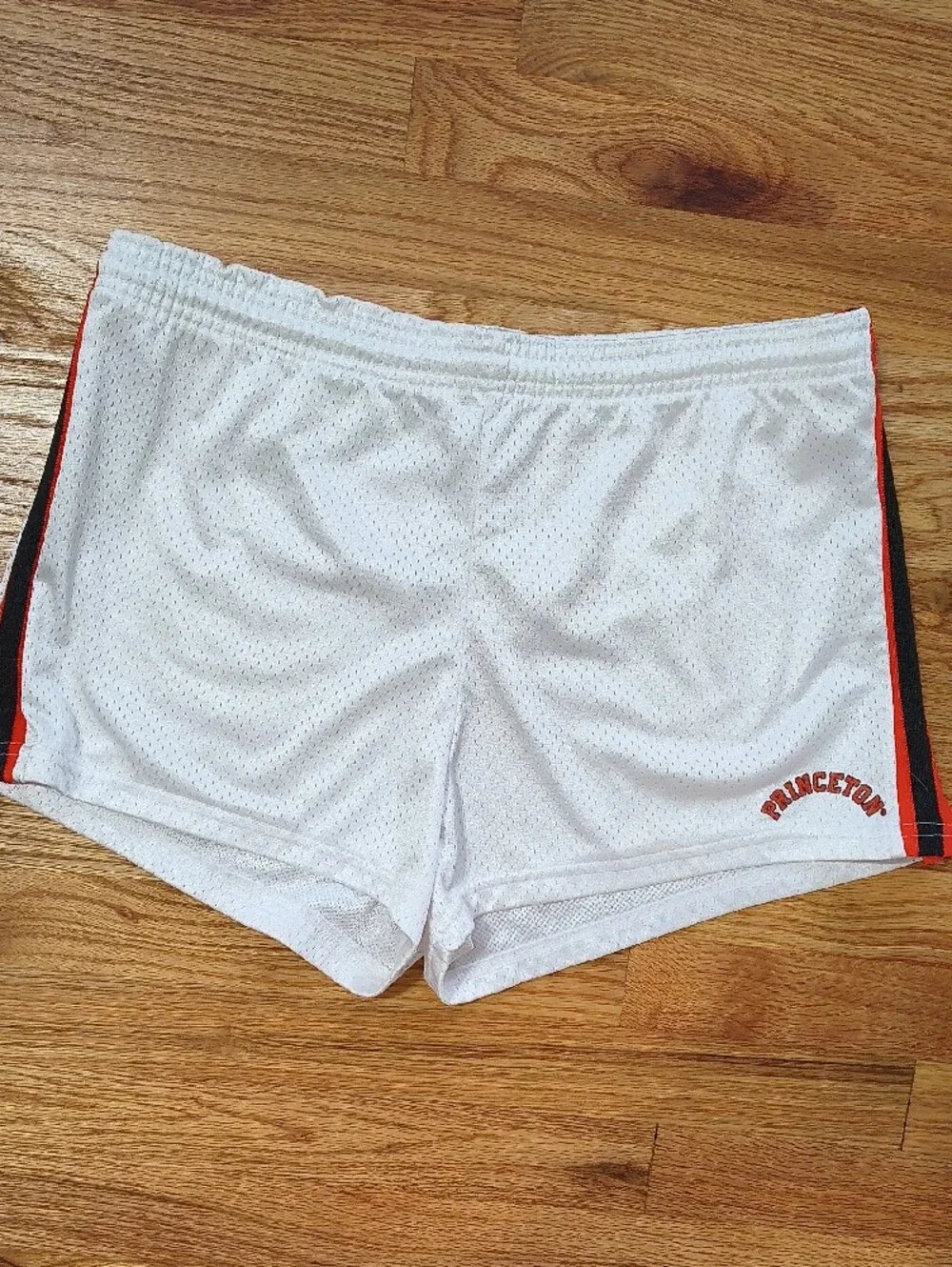 Princeton Men's White Mesh Shorts with Orange & Black Trim